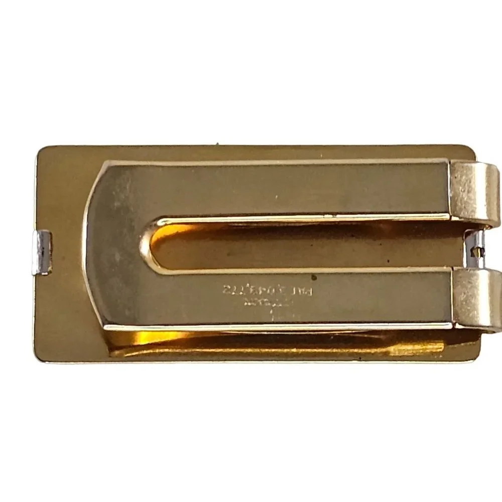 Vintage Anson Money Clip Monogrammed DD Gold Tone Silver Stripe